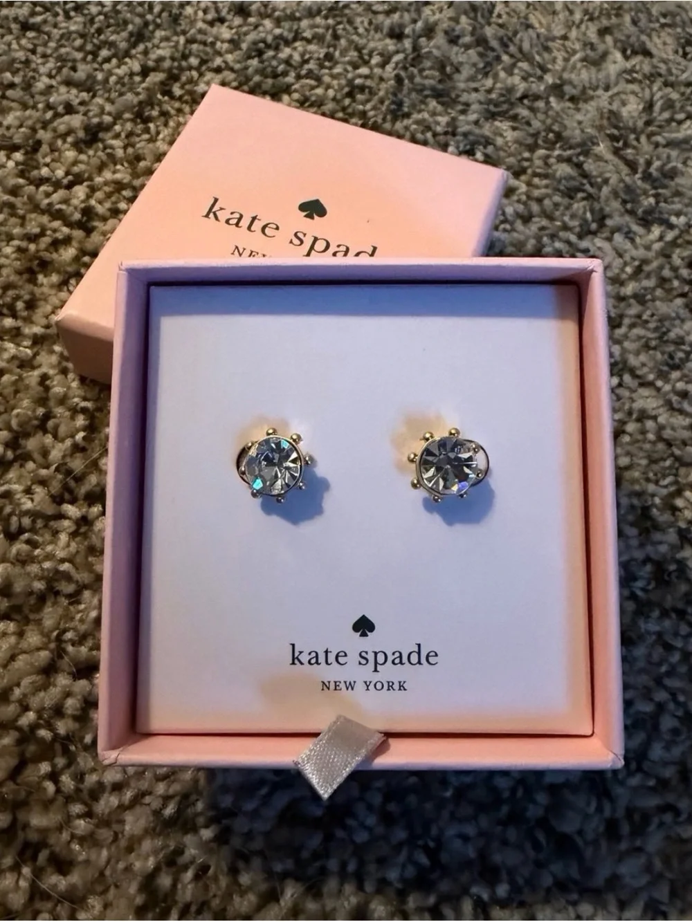 kate spade Gold-Tone Clear Crystal Stud Earrings - Picture 1 of 3